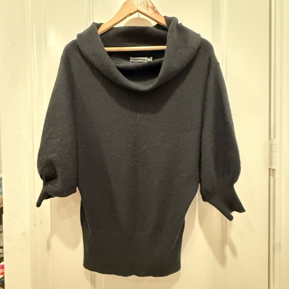 Anthropologie Cashmere Black Off-Shoulder Sweater - Picture 3 of 11